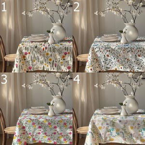 Wildflower Table Cloths, Botanical Floral Table Cover, Spring Summer Table Decor, Cottagecore Kitchen Table Linens, Nature Print Tablecloth