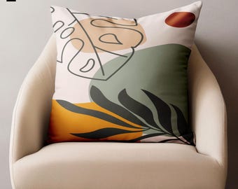 Housse de coussin à motif de feuilles abstraites, housse d'oreiller abstraite