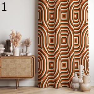 Retro Geometric Panels, Retro Boho Curtain, Mid-Century Inspired Drapes, Vintage Patterned Curtain Panels