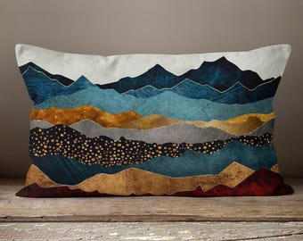 Landscape Pillow Cover, Mountains Decorative Throw Pillow Cover, Landscape Decorative Pillowcase, Parrot Cushion Cover, Mountains Home Decor
