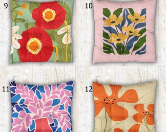 Floral Chair Pad with Ties, Dopamine Seat Cushion, Maximalist Chair Cushions