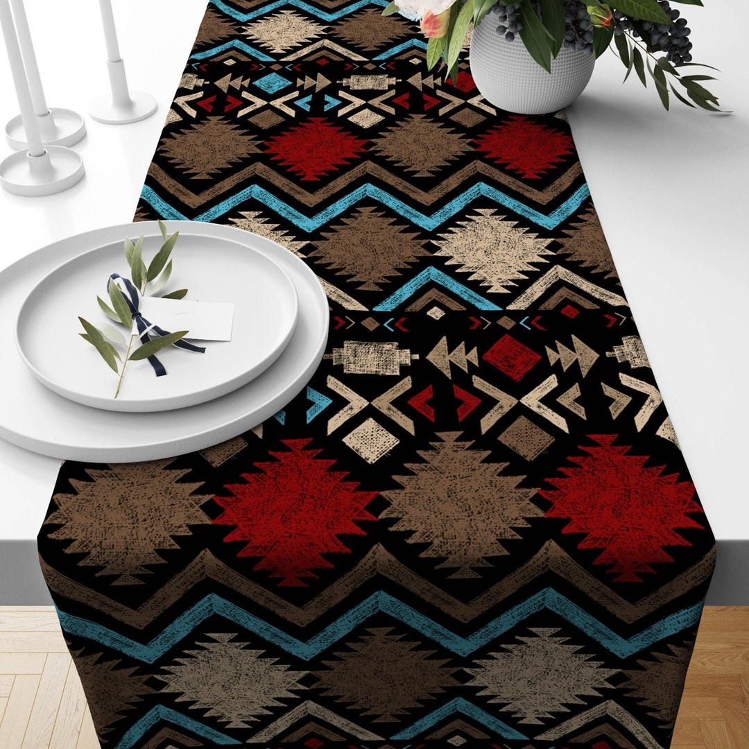 Southwestern Table Runner, Ethnic Print Table Runners, Aztec Rug Table ...