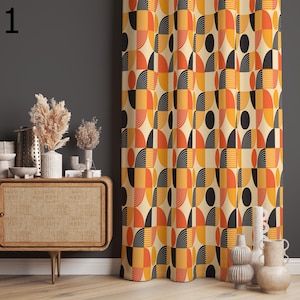 Retro Curtains, Mid Century Modern Curtain Panels, 70s Retro Window Curtain, Mcm Retro Style Living Room Curtain, 80s Curtains