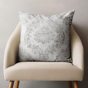 Damask Pillow Covers, Vintage Damask Pillowcases, Baroque Style Pillow Covers, Vintage Victorian Cushion Covers, Grey Neutral Home Decor