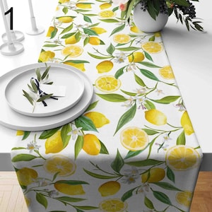 Lemon Table Runner, Yellow Lemon Table Runner, Kitchen Lemon Tablecloth, Decorative Table Cover, Kitchen Dining Table Runner, Yellow Runner