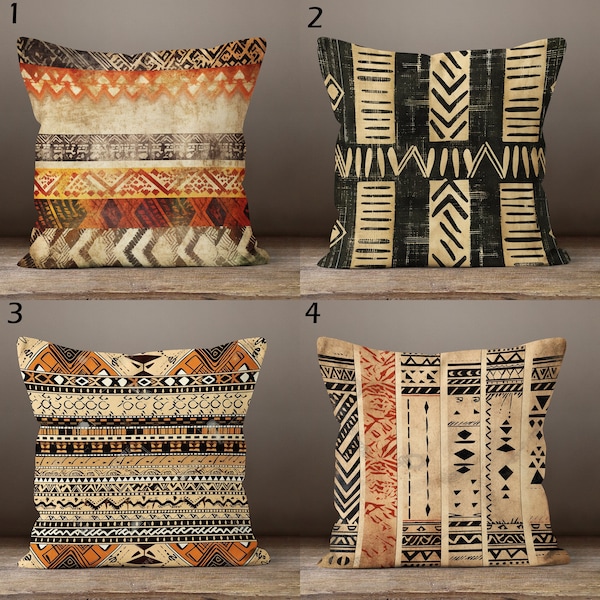 Ethnic Pillow Covers, Tribal Cushion Covers, African Tribal Pillow Cover, Ethnic Geometric Rug Pillow Cover, Authentic Pillowcase