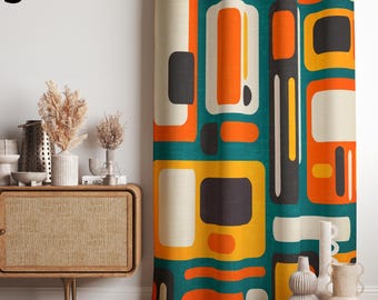 ミッドセンチュリーモダンカーテンパネル、レトロカーテン、MCM