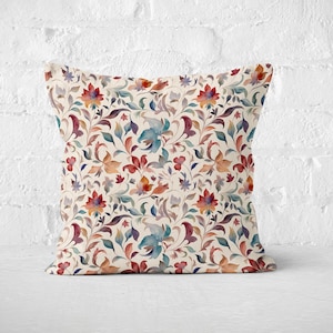 Vintage Floral Pillow Cover, Bohemian Floral Cushion Cover, Vintage Floral Throw Pillow Cover, Spring Flowers Pillow Case, Decorative Pillow