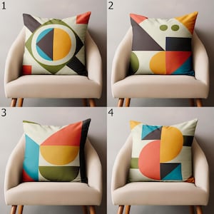 Bauhaus Inspirierte Geometrische Kissenbezüge, Mid Century Modern Abstrakte Kissenbezüge, Retro Geometrisches Wohndekor, Bauhaus Kissenbezüge