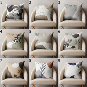 Minimalist Leaf Print Pillow Covers, Beige and Sage Green Home Decor, Boho Abstract Throw Pillow Cover, Neutral Earth Tone Cushion Cover