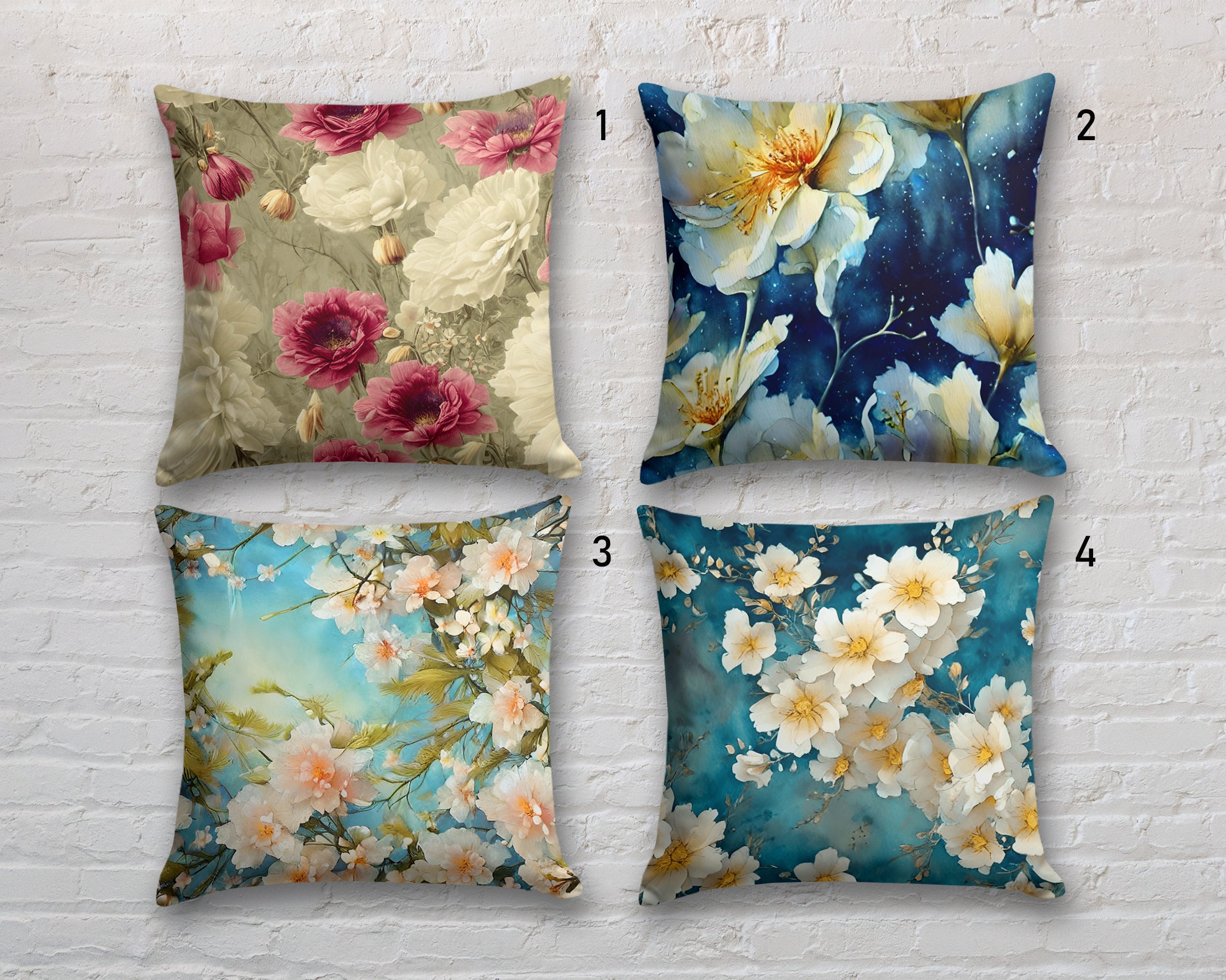 Floral Pillow Covers Floral Cushion Cover White Flowers Throw Pillow Cover Floral Pillow Case Floral 18x18 20x20 16x16 Pillow Cover Etsy
