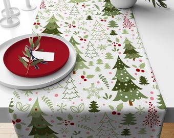 Christmas Pine Tree Table Runner, Xmas Tree Table Runners