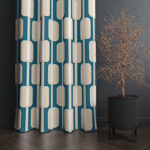 Paneles de cortina modernos de mediados de siglo, cortinas retro de los años 70, paneles de cortina MCM, cortinas retro con estilo, cortinas modernas de estilo art déco