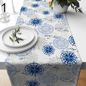 Anker Tischläufer, Nautische Tischläufer, Marineblaue Anker Tischläufer, Tischdekoration für Esszimmer, Marine Tischdecke