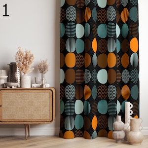 Retro Curtains, Mid Century Modern Curtain Panels, 70s Retro Orange Window Curtain, Mcm Retro Style Living Room Curtain, 80s Curtain Panels