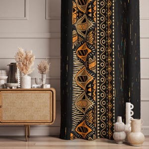 Ethnic Authentic Curtains, Tribal Curtains, African Mudcloth Blackout Curtain, Ethnic African Grommet Curtain, Ethnic Abstract Print Drapes image 2