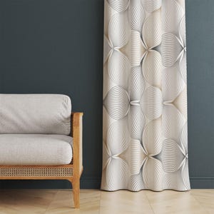 Retro Boho Curtains, Mid-Century Style Curtain, Retro Window Drapes, Retro Abstract Art Curtain Panel, Geometric Abstract Printed Curtain