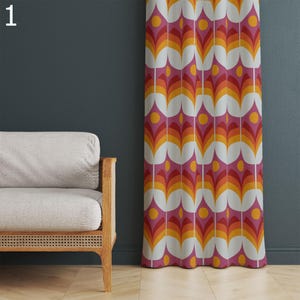 Mid-Century Modern Curtains, Retro Geometric Window Panels, Mod Curtain Panels, 70s 80s 90s Geometric Panels