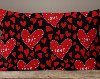 Valentine's Day Pillowcase, Valentine's Day Heart Pillow Cover, Love Cushion, Valentine Pillow Cover, Valentine's Day Gift