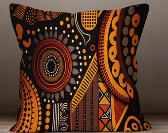 Set 4 Federe Per Cuscini 45x45 Cm – Stampa Etnica Africana, Donne Tribali – Lino Poliestere – Regalo Decorazione