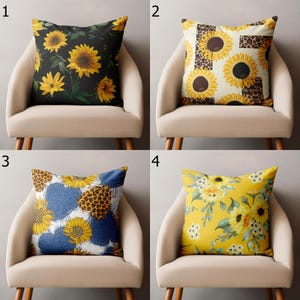Sunflower Throw Pillow Cover, Yellow Floral Cushion Cover, Summer Farmhouse Pillowcase, Leopard Sunflower Home Decor