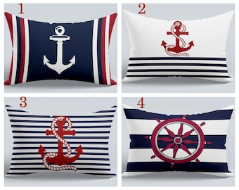 Anchor Pillowcase, Nautical Pillow Cover, Boat Cushion, Nautical Pillow Cover, Lake Pillows, Nautical Boat Gift, Beach Pillow