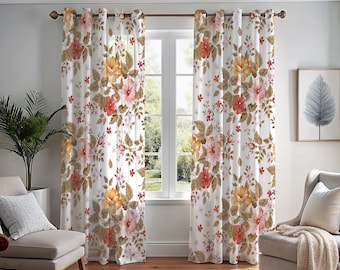 ミッドセンチュリー　カーテン　フラワー ヴィンテージの花柄カーテン、ミッドセンチュリーの植物柄 - Etsy 日本