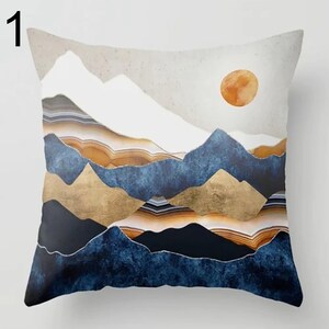 Landscape Pillow Covers, Abstract Pillows, Mountain Pillow Cover, Moon and Lake Pillow Cover, Home Decor, Modern Art Pillowcase 1