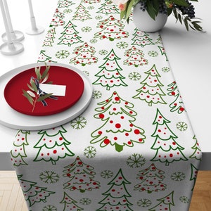 Christmas Table Runner, Holly Pine Tree Table Runner, Xmas Pine Tree Table Runner, Christmas Party Table Runner, Christmas Gift