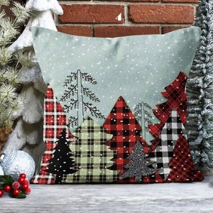 Christmas Pines Pillow Covers, Xmas Holiday Pillow, Christmas Snowman Pillowcase, Cute Snowman Christmas Pillow, Christmas Pillowcase