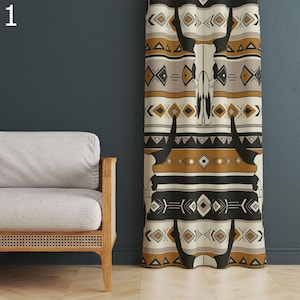 Southwestern Tribal Curtains, Geometric Boho Window Panels, Earth Tone Ethnic Aztec Drapes, Boho Ethnic Panel Curtains