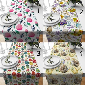 Easter Table Runner, Easter Table Decoration, Colorful Easter Eggs Table Runner, Easter Bunny Table Runner, Easter Egg Runner