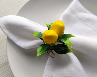 Lemon Napkin Rings, Artificial Lemon Napkin Rings, Farmhouse Lemon Napkin Holders