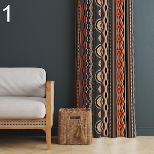 Tribal Geometric Curtains, Southwestern Pattern Drapes, Boho Earth Tone Window Panels, Native Inspired Aztec Curtain