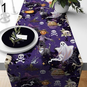 Halloween Table Runner, Happy Fall Table Runner, Cute Halloween Bat Table Runner, Misty Castle Ghost Table Runners, Halloween Party Table