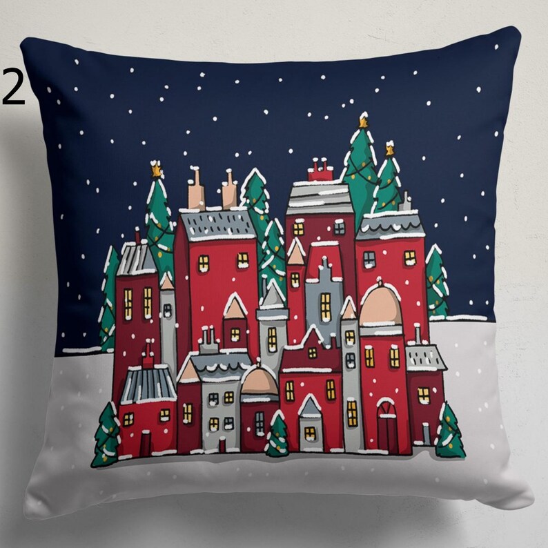 Christmas Throw Pillow Cover, Xmas Holiday Pillowcase, Winter Holly