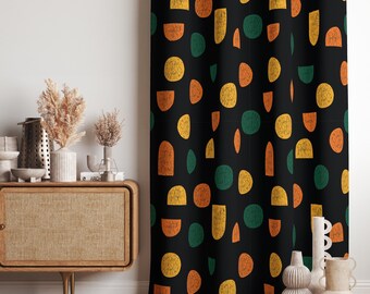 レトロカーテン、ミッドセンチュリーカーテンパネル、レトロ