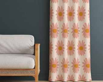 70年代ボヘミアン花柄カーテン、レトロな花柄パネルカーテン、レトロな