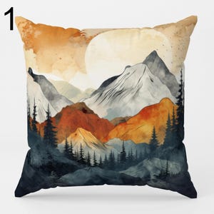 Landscape Pillow Covers, Abstract Mountain Pillow Case, Landscape Cushion Cover, Mountains Throw Pillow Cover, Abstract Landscape Pillowcase