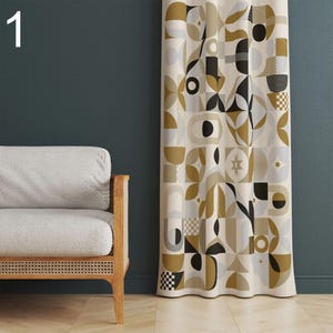 Mid Century Modern Curtain Panels, Boho Curtains, Retro Curtains, Hippie Retro Window Curtain, Abstract Retro Style Living Room Curtain