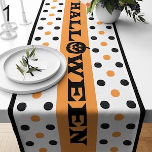Halloween Table Runner, Halloween Spooky Table Runner, Halloween Pumpkin Runner, Halloween Gift, Halloween Orange Party Table Decor