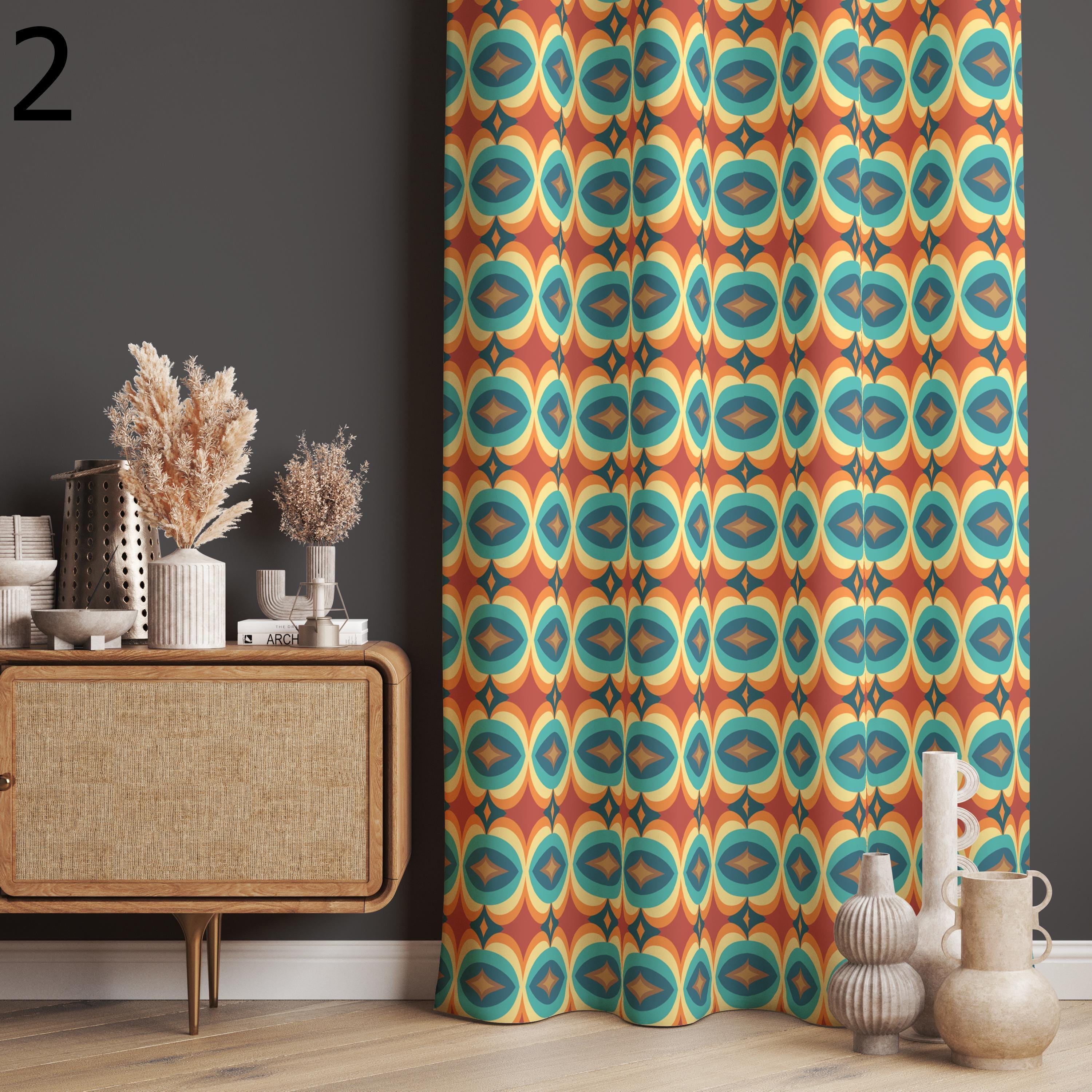 ミッドセンチュリーモダンカーテンパネル、レトロカーテン、MCM