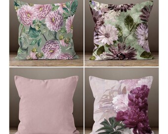 Pink Floral Pillow Cover, Floral Pillow Cover, Summer Trend Cushion, Decorative Pillow Case, Home Decor,  Digital Print Cushion Cover