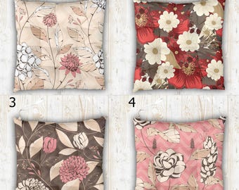 花柄チェアパッド（紐付き）、花柄チェアクッション、ヴィンテージ