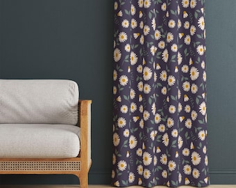 レトロな花柄カーテン、ミッドセンチュリーモダンフローラルカーテン