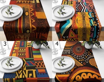 Vibrant African Tribal Table Runner, Colorful Ethnic Print Table Runner