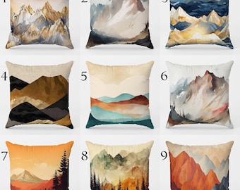 Landscape Pillow Covers, Abstract Mountain Pillow Case, Landscape Cushion Cover, Mountains Throw Pillow Cover, Abstract Landscape Pillowcase