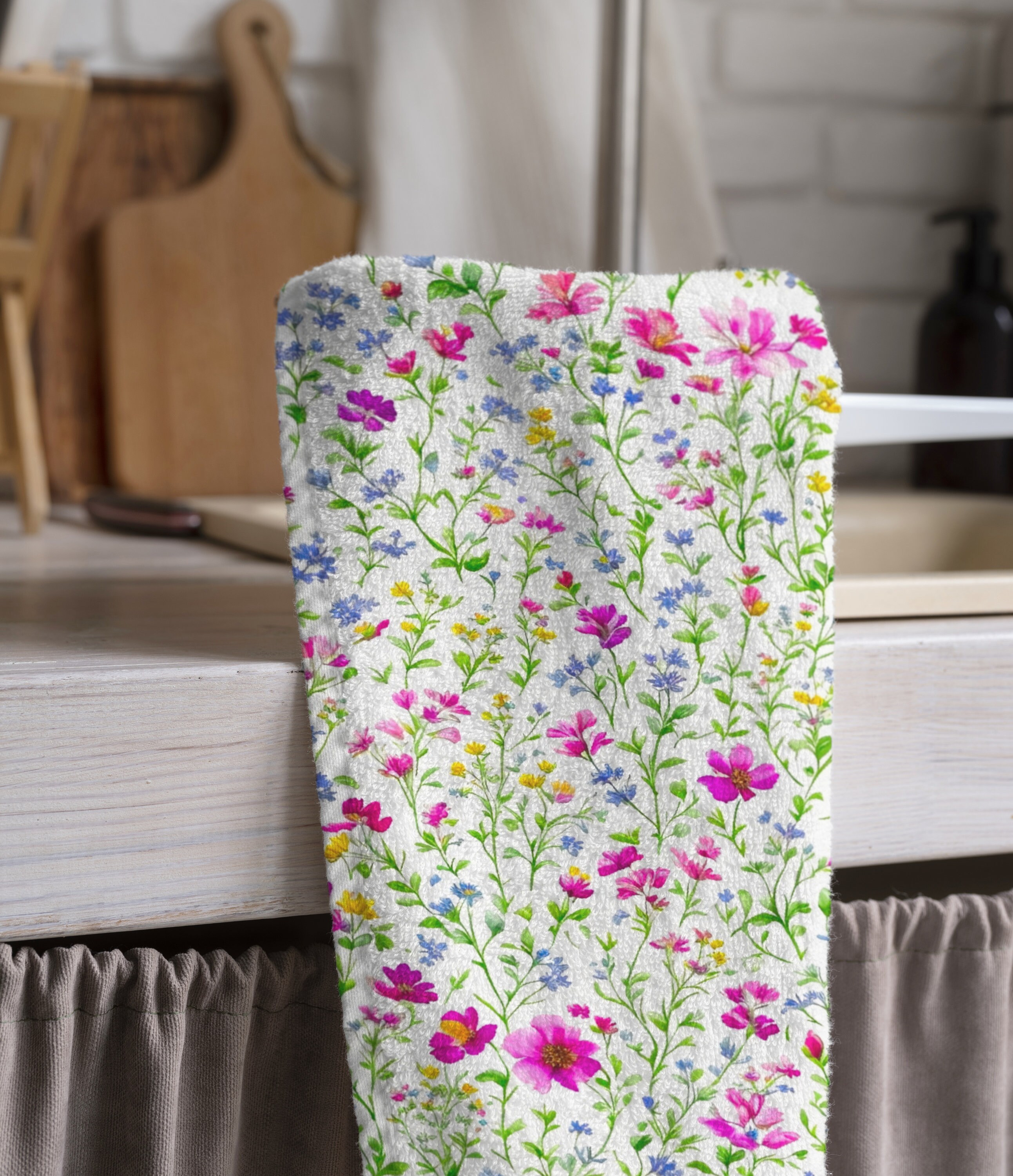 Wildflower Kitchen Towels Set Of 2 - Floral Butterfly Design, 18"x26", Absorbent & Decorative - View #7