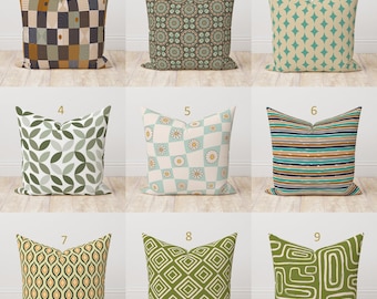 Mid Century Modern Pillow Cover, Retro Vintage Green Cushion Cover, 70s Style Home Decor Pillow Covers, Boho Abstract Retro Pillowcase