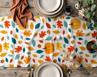 Fall Coffee Table Runners, Thanksgiving Pumpkin Table Decor, Autumn Dining Runner